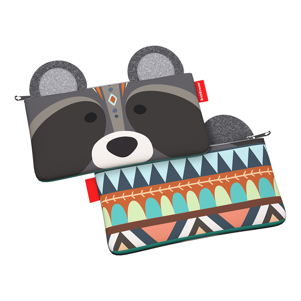 Пенал конверт ErichKrause® Animals 220x120мм Mimi Racoon