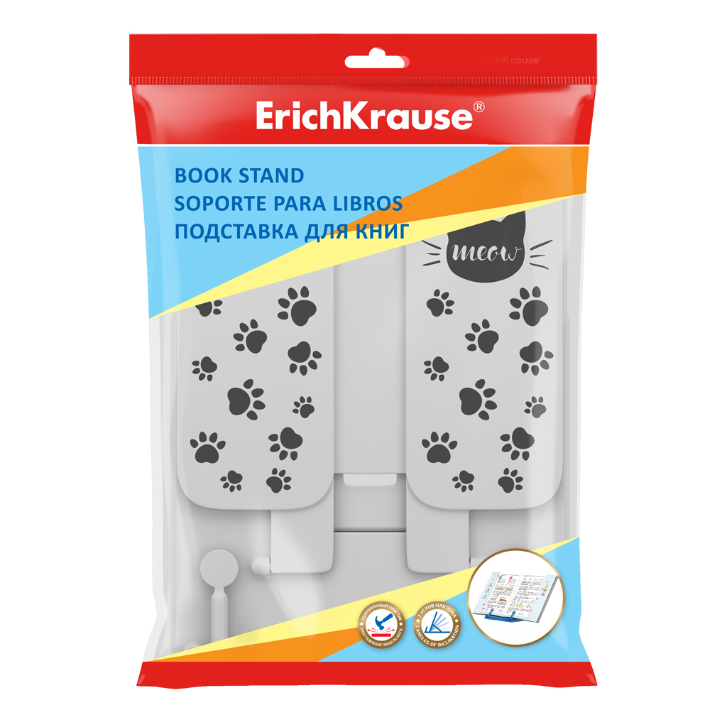 Подставка для книг пластиковая ErichKrause Meow, белый