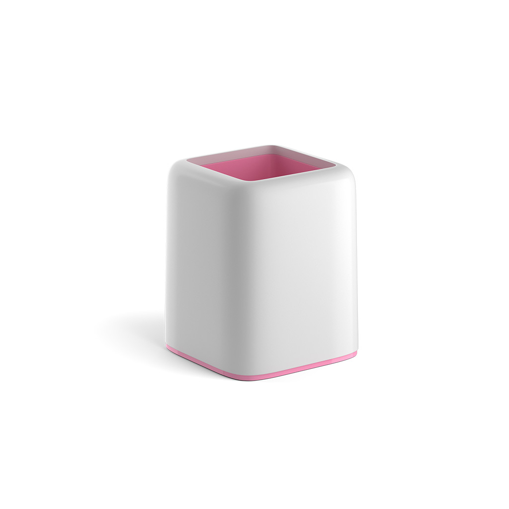 Подставка настольная пластиковая ErichKrause® Forte, Pastel, белая с розовой вставкой