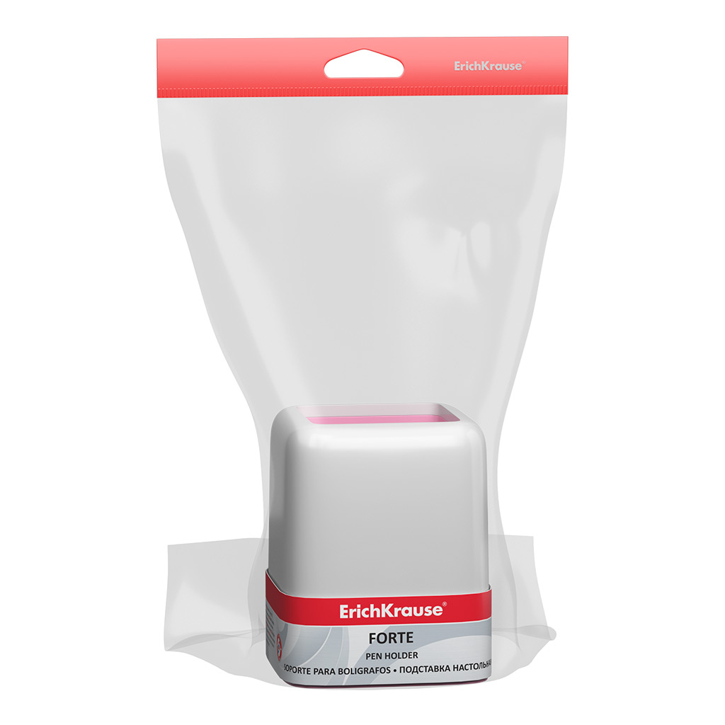 Подставка настольная пластиковая ErichKrause® Forte, Pastel, белая с розовой вставкой