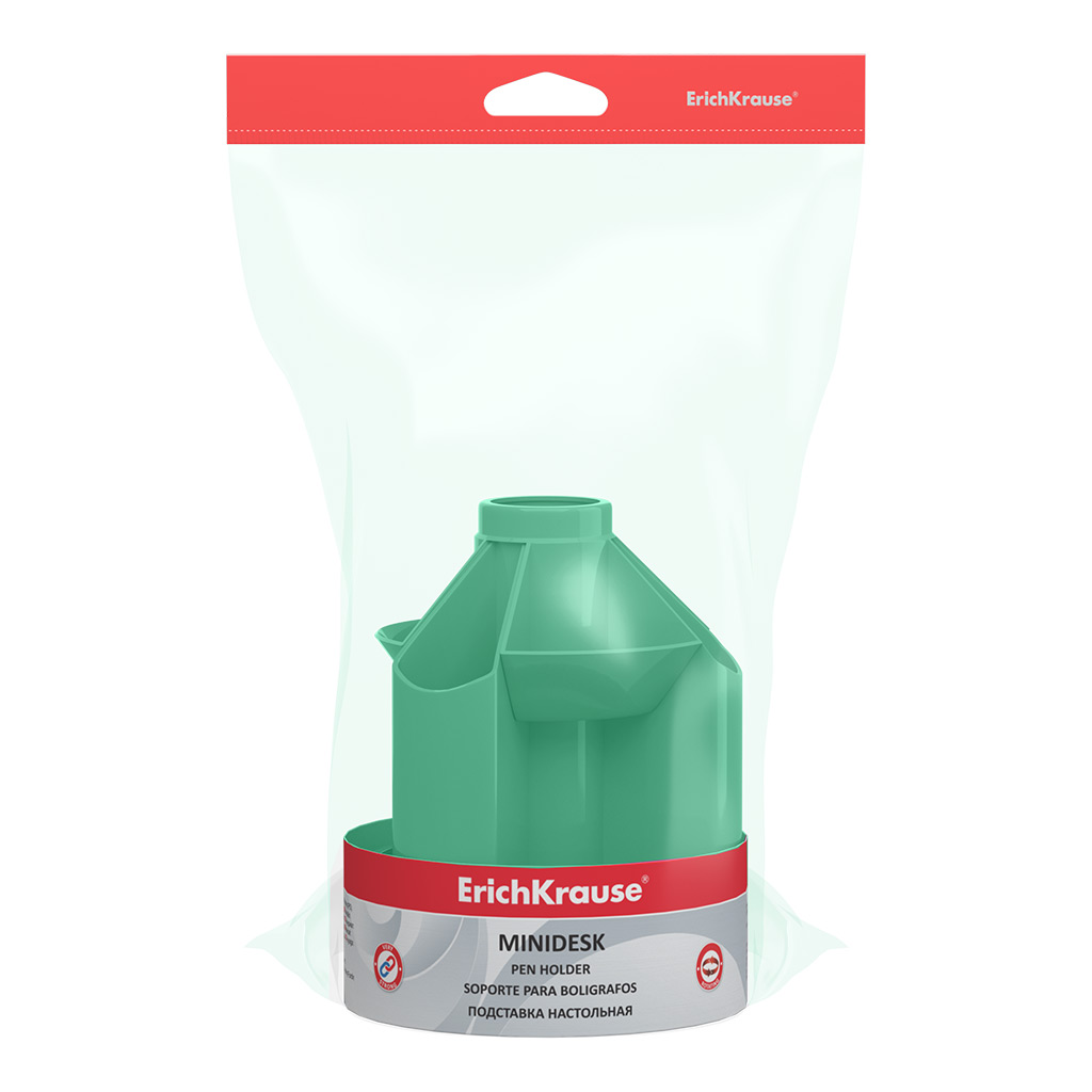 Подставка настольная вращающаяся пластиковая ErichKrause Мини органайзер, Пудра, оливковая