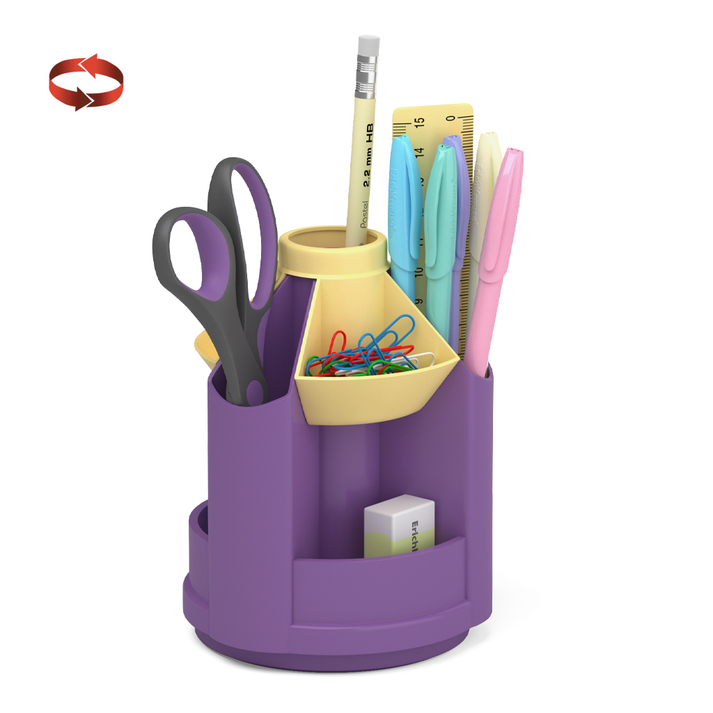 Набор настольный вращающийся пластиковый ErichKrause® Mini Desk, Iris, фиолетовый с желтой вставкой