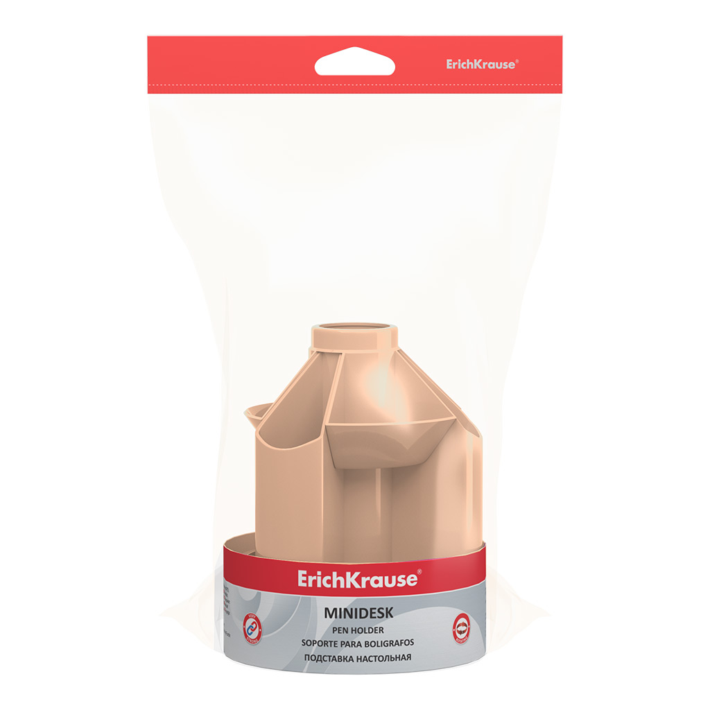 Подставка настольная вращающаяся пластиковая ErichKrause Мини органайзер, Пудра, розовая