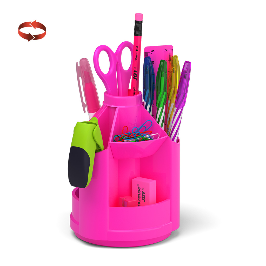 Набор настольный вращающийся пластиковый ErichKrause® Mini Desk, Neon Solid, розовый
