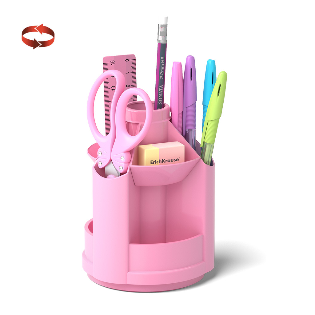 Набор настольный вращающийся пластиковый ErichKrause Mini Desk, Pastel, розовый