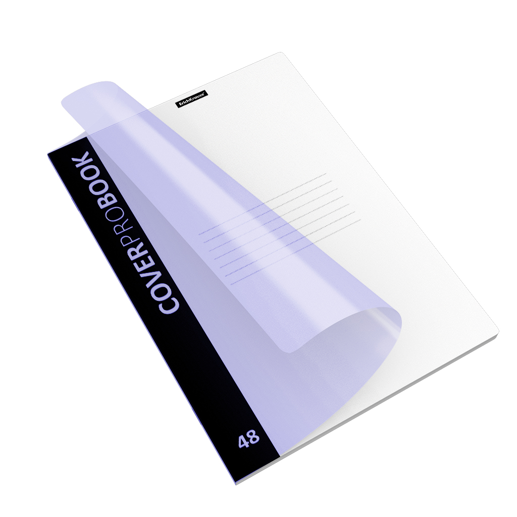 Тетрадь общая ученическая с пластиковой обложкой на скобе ErichKrause CoverProBook Pastel, сиреневый, А4, 48 листов, клетка