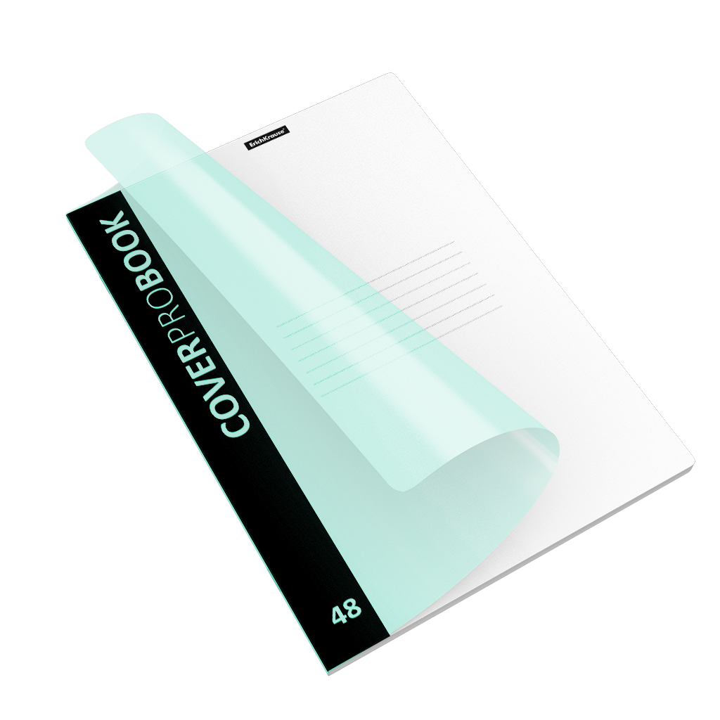 Тетрадь общая ученическая с пластиковой обложкой на скобе ErichKrause CoverProBook Pastel, мятный, А4, 48 листов, клетка