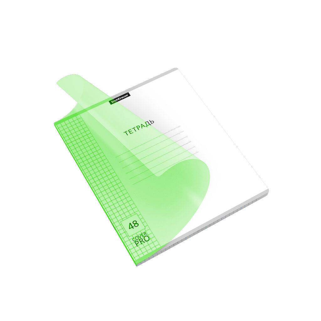 Тетрадь общая ученическая с пластиковой обложкой на скобе ErichKrause Классика CoverPrо Neon, зелены