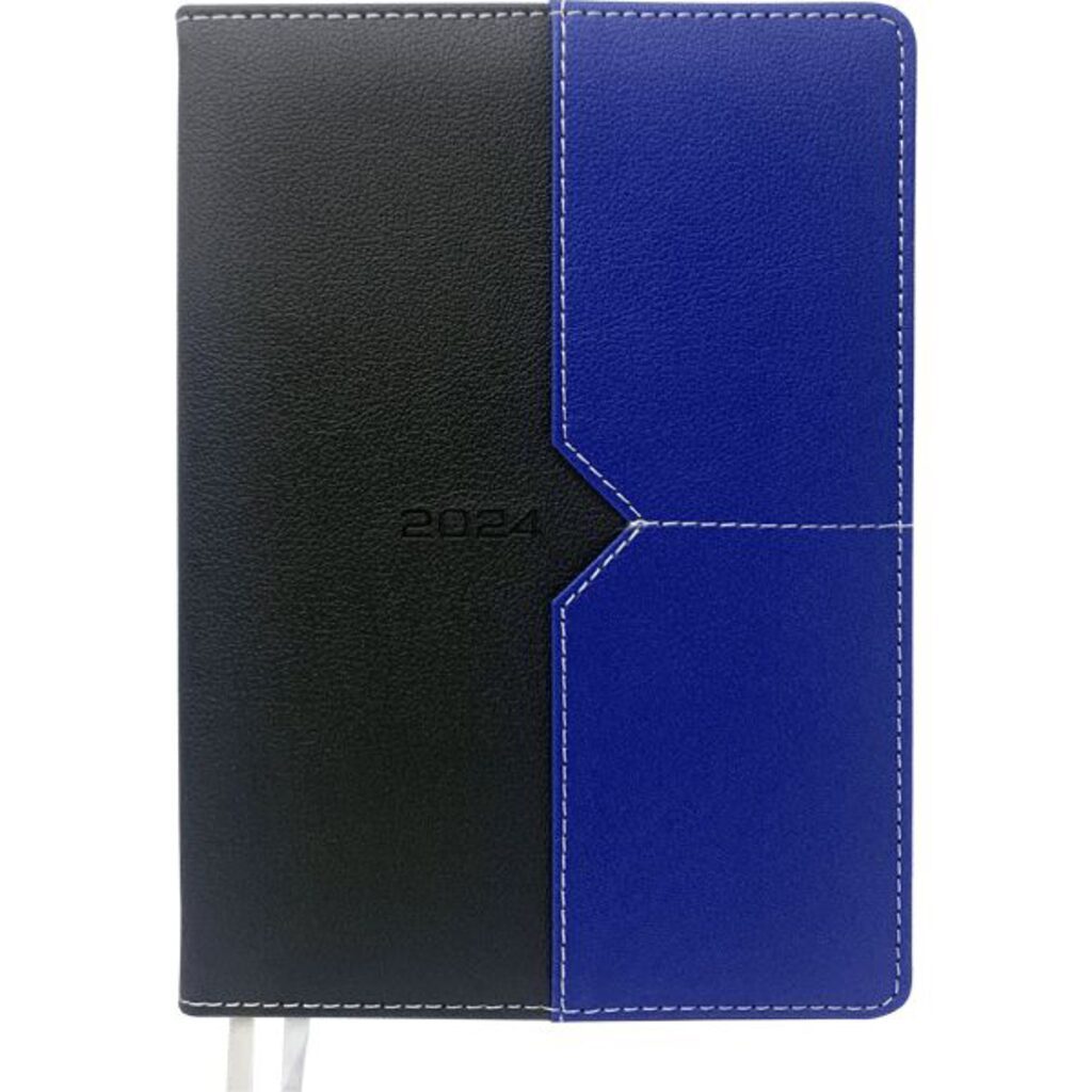 Ежедневник дат. 2024г А5 deVENTE Loft 352стр.,черный с синим, тв.обложка, кожзам, ляссе,70г/м2
