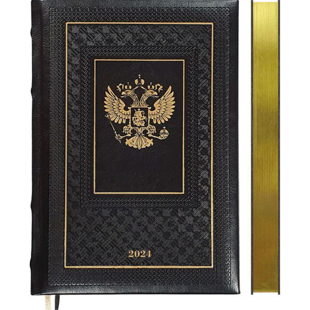 Ежедневник дат. 2024г А5 deVENTE Symbol 352стр.,черный,тв.обл.,кожзам.,крем.бумага, золот.срез