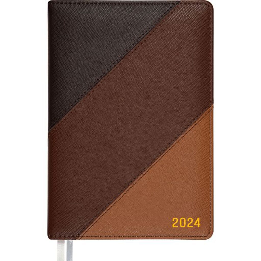 Ежедневник дат. 2024г А5 deVENTE Trio 352стр., коричнев гамма , тв. комбин. обложка,кожзам., 70гр/м2