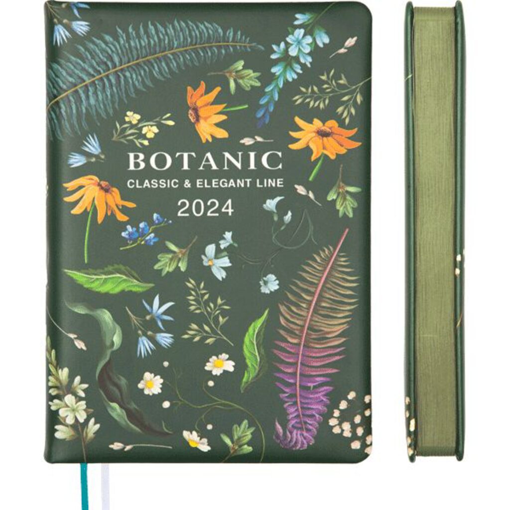 Ежедневник дат. 2024г А5 deVENTE Botanic 352стр., темно-зеленый, тв.обл.,кожзам.,с оливковым срезом