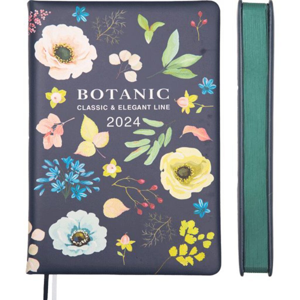 Ежедневник дат. 2024г А5 deVENTE Botanic 352стр., темно-синий, тв.обл.,кожзам.,с синим срезом