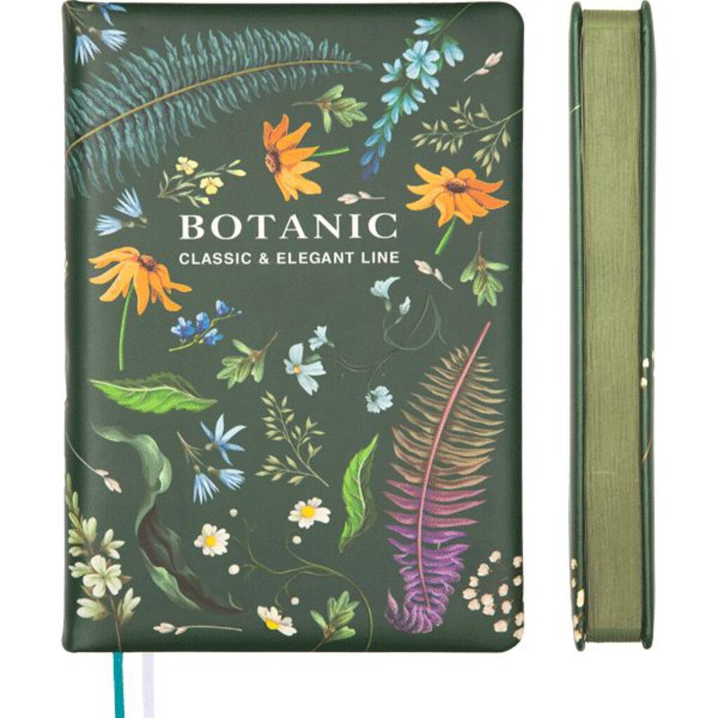 Ежедневник недат. А5 deVENTE   Botanic 320стр., темно-зеленый, тв.обл.,кожзам., ляссе,бумага 70г/м
