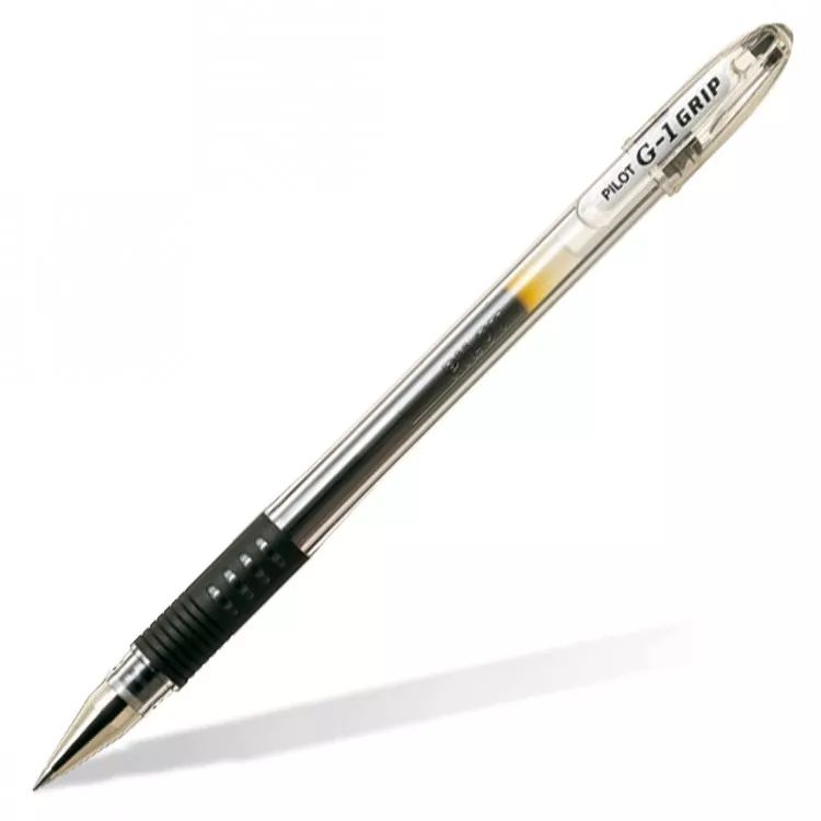 Ручка гелевая прозр. корп. 0,5мм рез. грип черн.