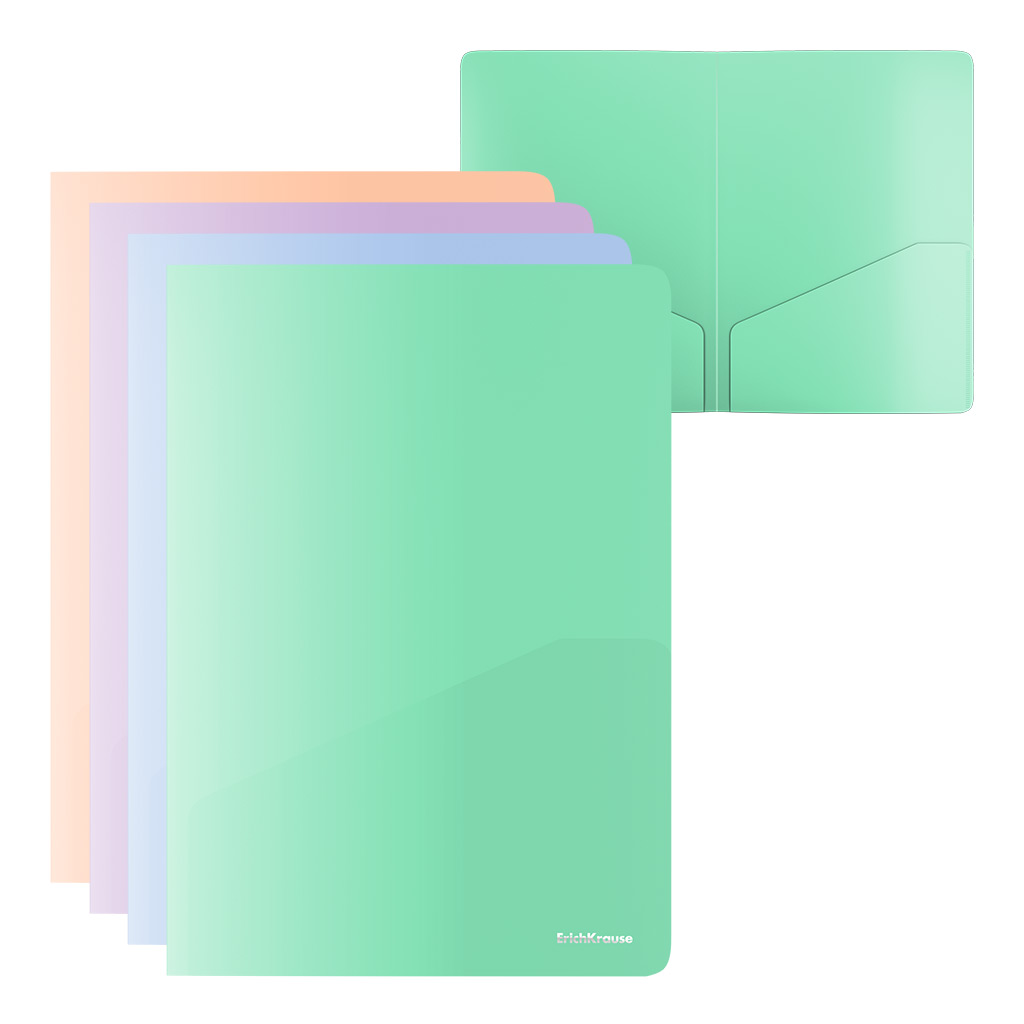 Папка-уголок пластиковая ErichKrause Matt Pastel Bloom, с 2 карманами, A4, непрозрачный, ассорти (в пакете по 12 шт.)