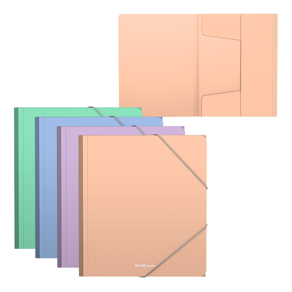 Папка для тетрадей на резинках пластиковая ErichKrause Matt Pastel Bloom, A5+, ассорти (в пакете по 4 шт.)