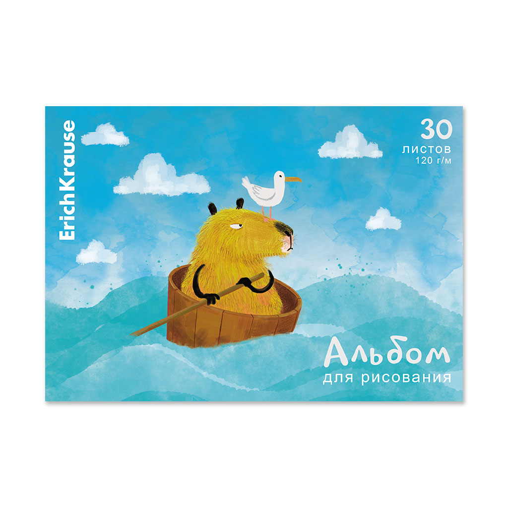 Альбом А4 30л клеевой кор. "Capybara Travel"