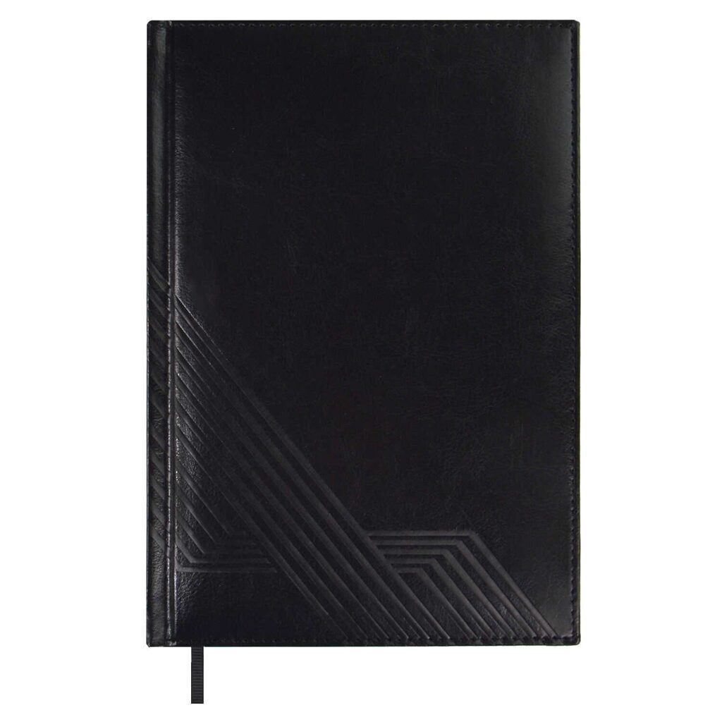 Ежедневник недат А5 кожзам., тв.пер., 160л. "Сариф эконом черный" блинт.тисн., ляссе