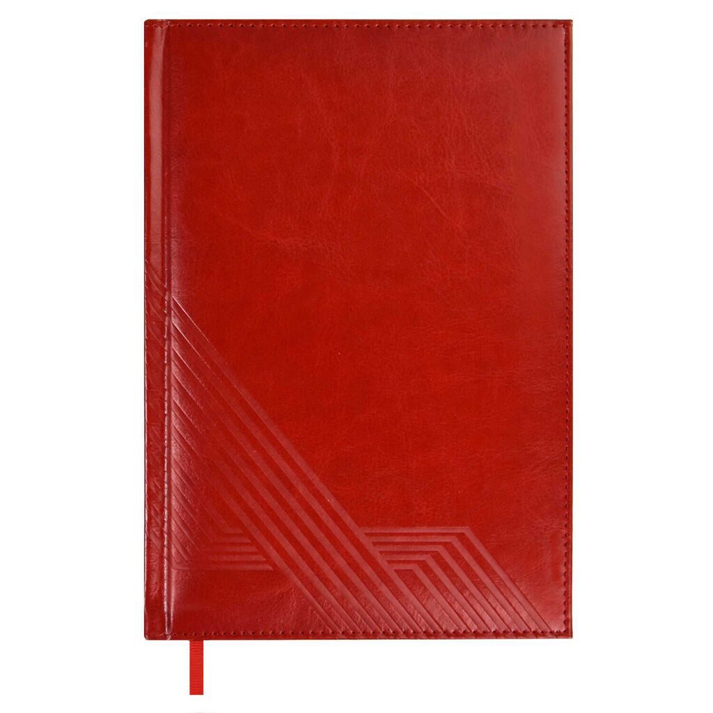 Ежедневник недат А5 кожзам., тв.пер., 160л. "Сариф эконом красный" блинт.тисн., ляссе