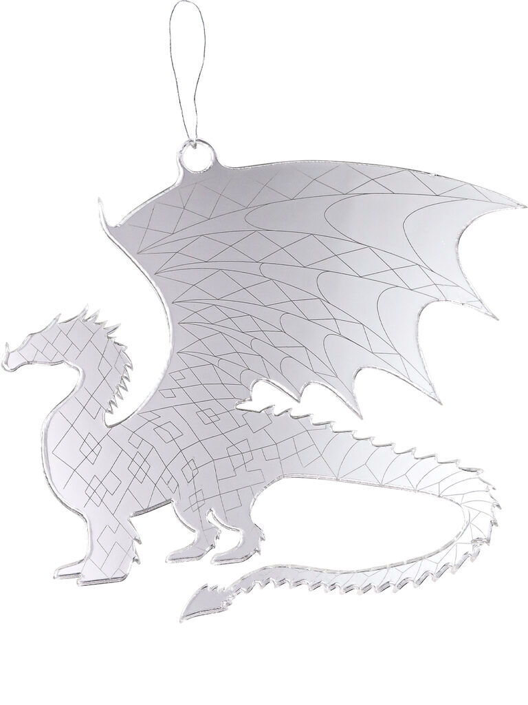 Подвесное украшение 10см "Волшебный дракон" серебро, акрил