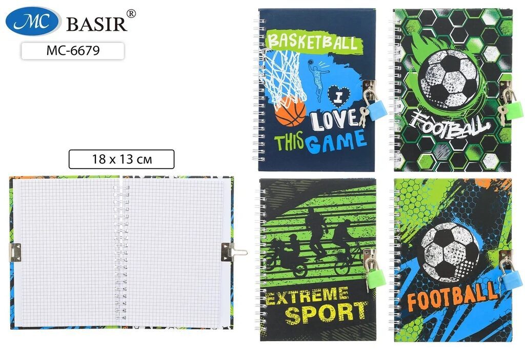 Записная книжка с замочком А5  48л. "Спорт"