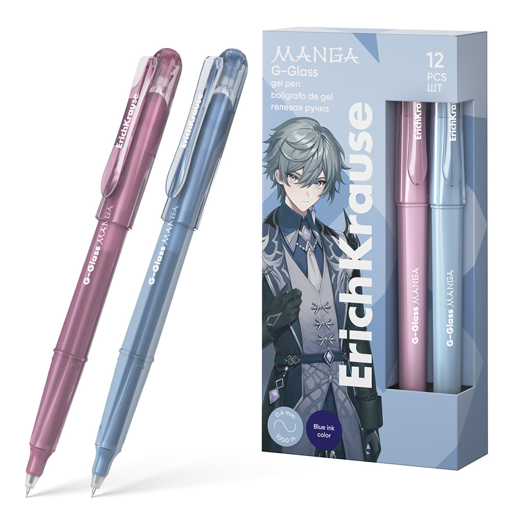 Ручка гелевая ErichKrause G-Glass Stick Manga 0.5, цвет чернил синий (в коробке по 12 шт.)