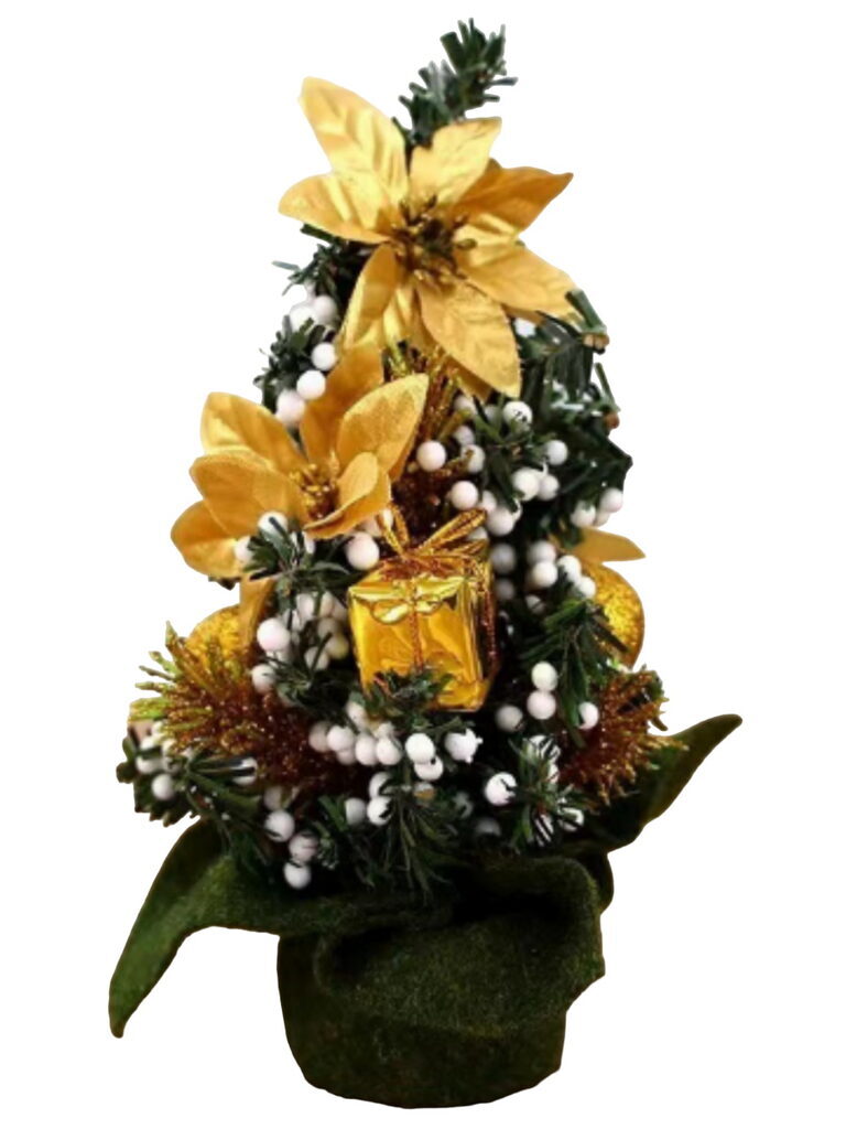 Ёлка декоративная 20см золотые цветы