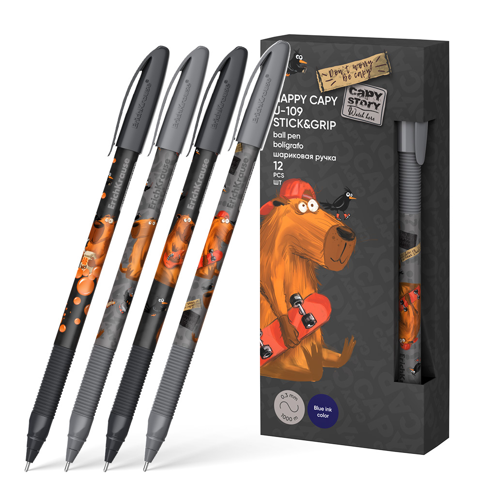 Ручка шар. EK U-109 Stick&Grip Ultra Glide Technology 1мм, синяя