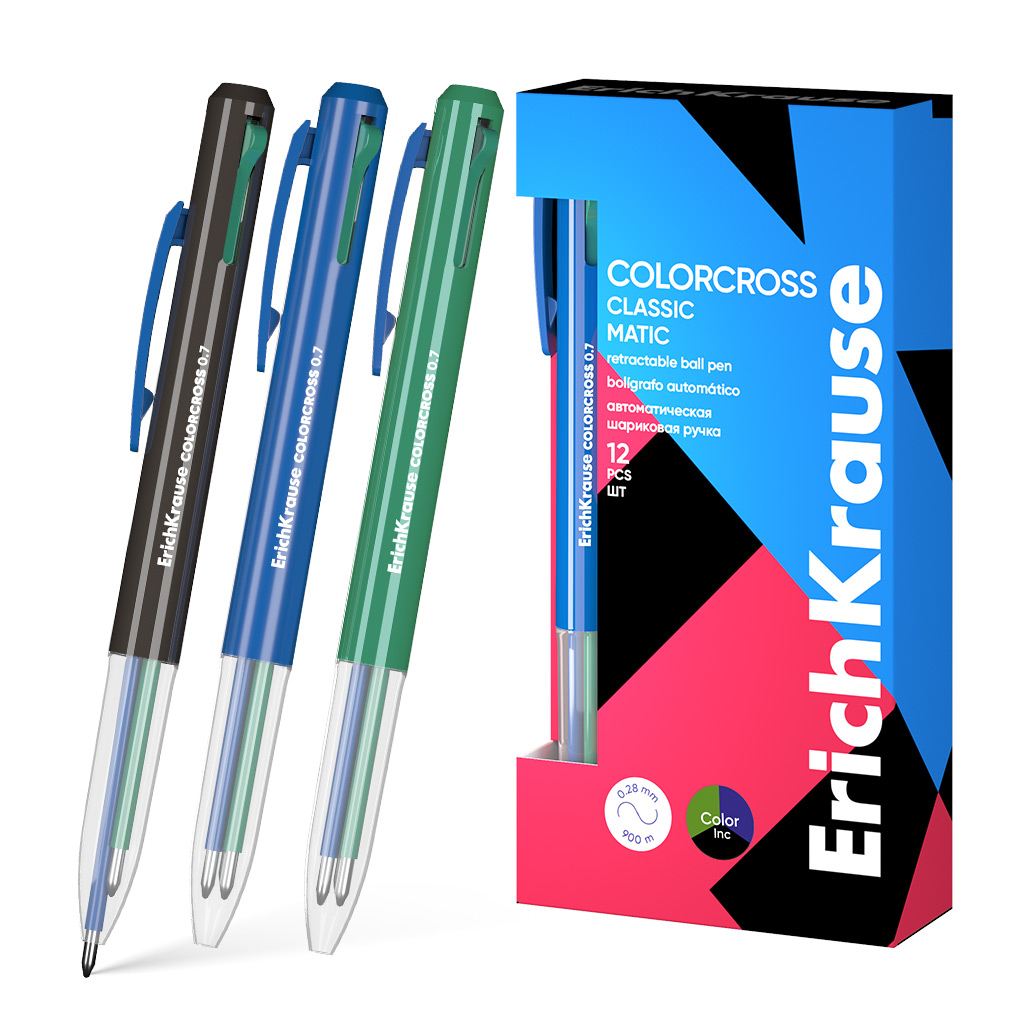 Ручка шариковая автоматическая 3в1 ErichKrause Colorcross Matic Classic 0.7, цвет чернил ассорти (в коробке по 12 шт.)