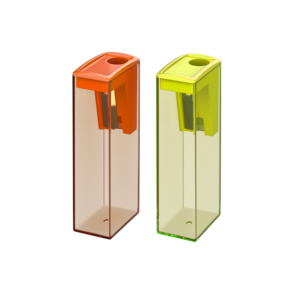 Точилка пластиковая ErichKrause City, Neon, с контейнером, ассорти (в коробке-дисплее по 16 шт)