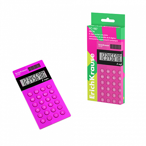 Калькулятор   8 разр. ЕК  карманный   PC-987 Neon, розовый