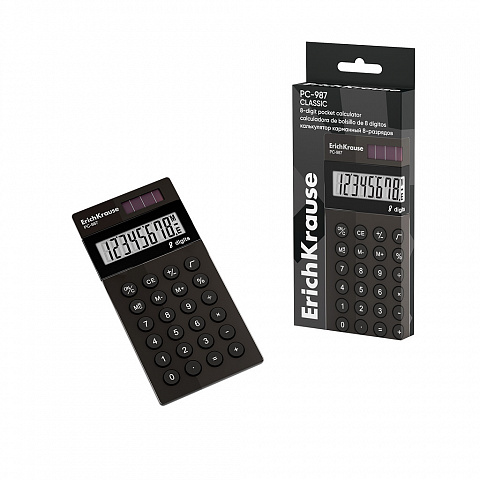 Калькулятор   8 разр. ЕК  карманный   PC-987 Classic, черный