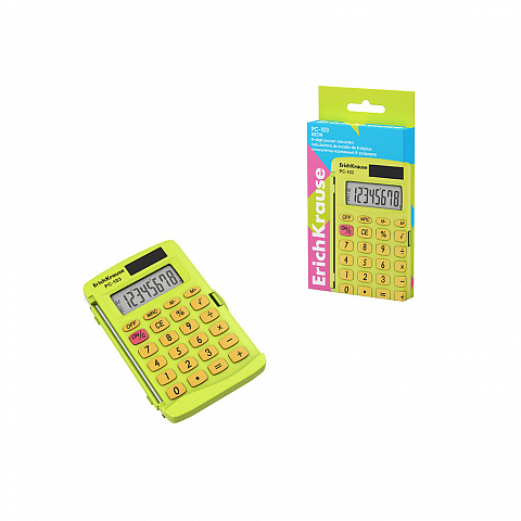 Калькулятор   8 разр. ЕК  карманный   PC-103 Neon, желтый