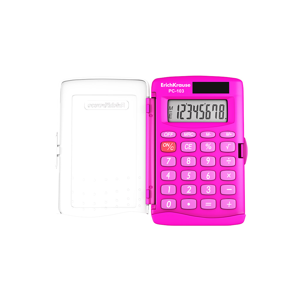 Калькулятор карманный 8-разрядов ErichKrause PC-103 Neon, розовый (в коробке по 1 шт.)