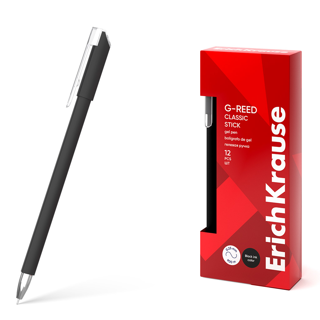 Ручка гелевая ErichKrause G-Reed Stick Classic 0.38, цвет чернил черный (в коробке по 12 шт.)