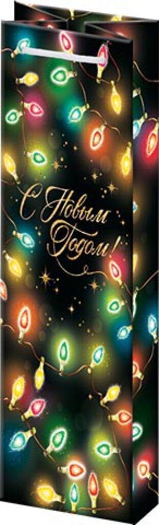 Пакет подар. бум. новогодн. 12*36*8см(под бутылку) 157 гр/м "С Новым годом"
