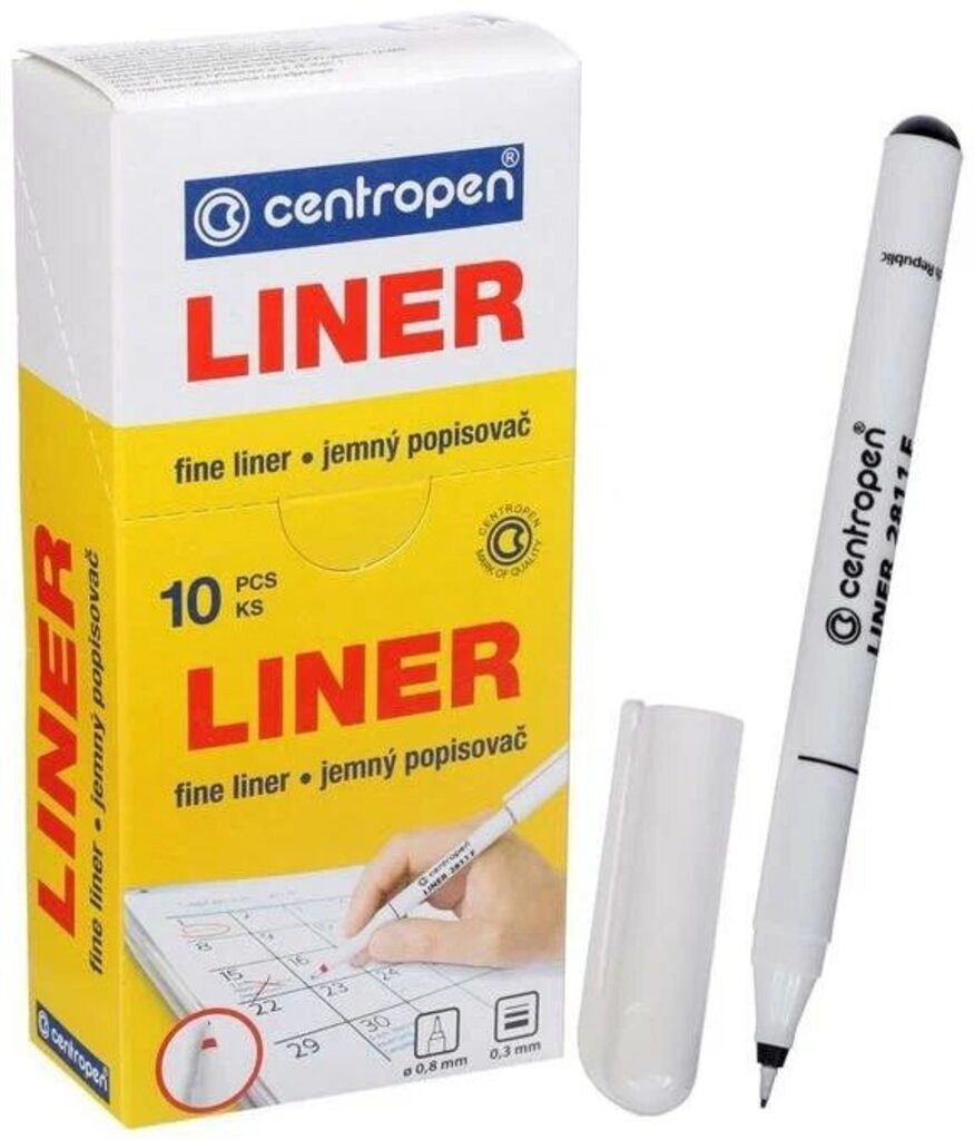 Ручка линер Centropen  0,3мм черная