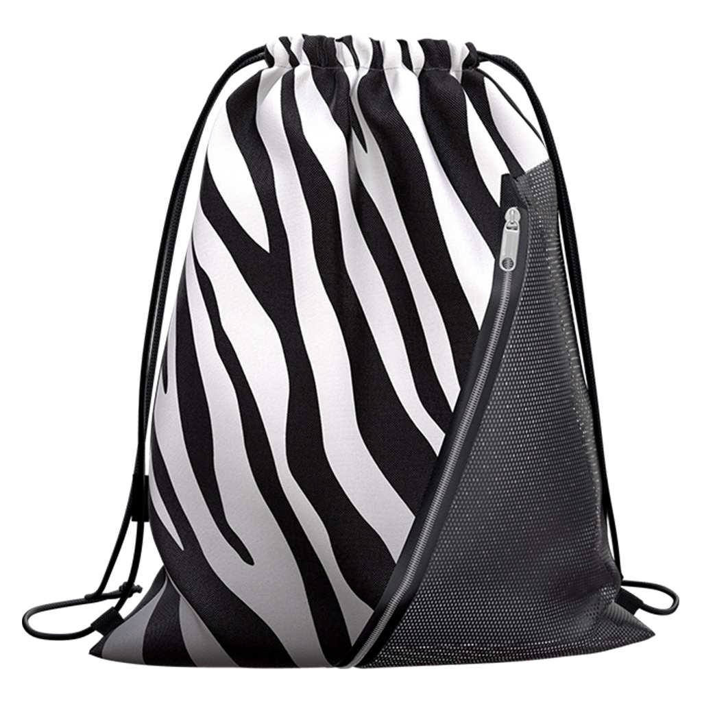 Мешок для обуви ErichKrause Mesh с карманом на молнии 500х410мм Black&White Zebra