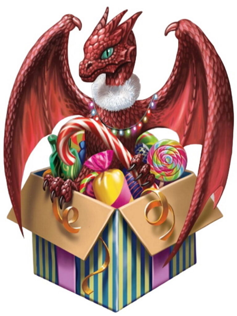 Магнит из полирезины 7см "Дракон и сладости"