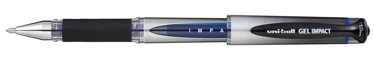 Ручка гелевая UNI  1мм синяя, утолщ. корп.,резин.грип