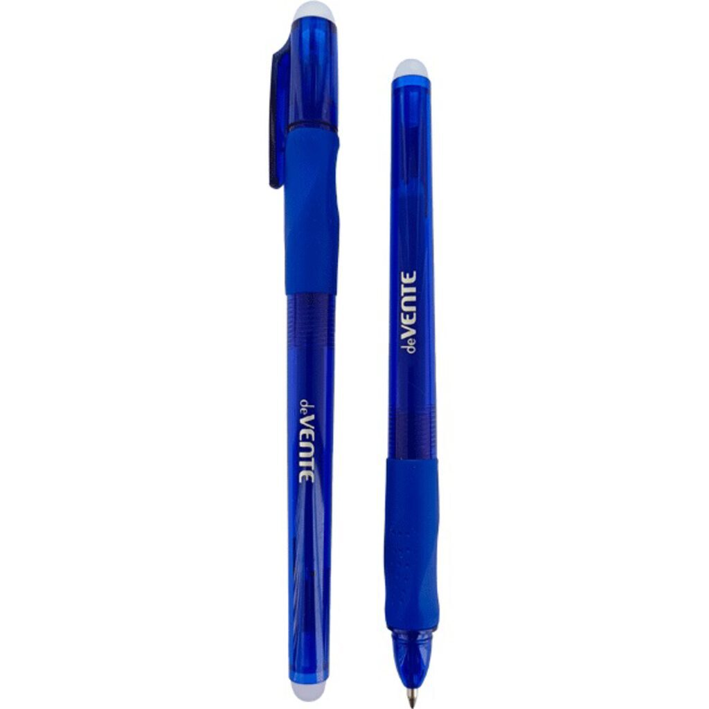 Ручка гелевая стираемая deVENTE "School" синяя, 0,5мм, Эргономичный грип, с 2мя ластиками