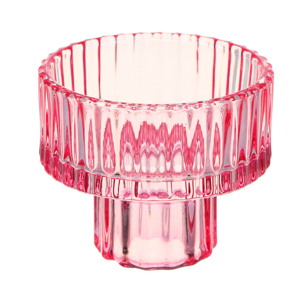 Подсвечник 3,5*7см стекло, розовый