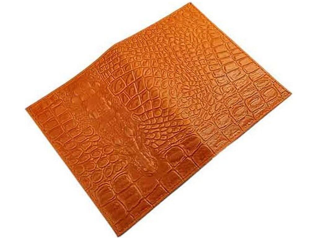 Обложка для паспорта натуральная кожа Данди, рыжий, сплошное тиснение по коже