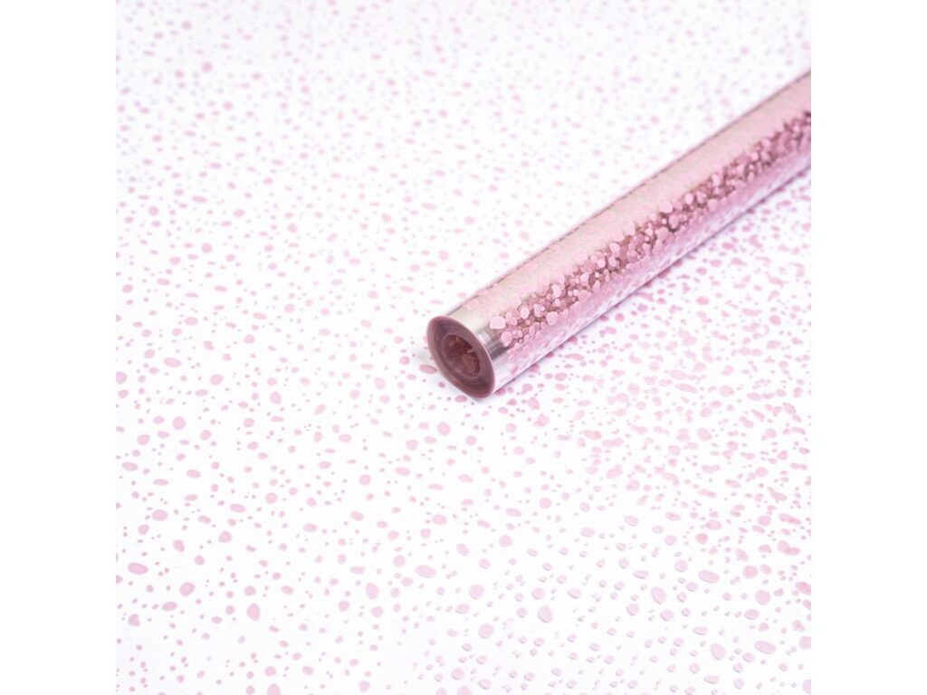 Пленка прозрачная с рисунком "Капли" розовая 40мкм  0,7*7,5м