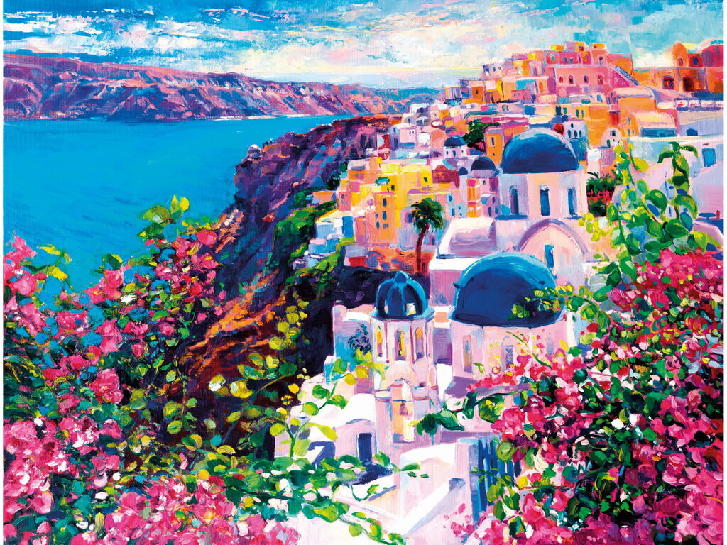 Картина по номерам на холсте 30*40см "Цветущий Санторини"