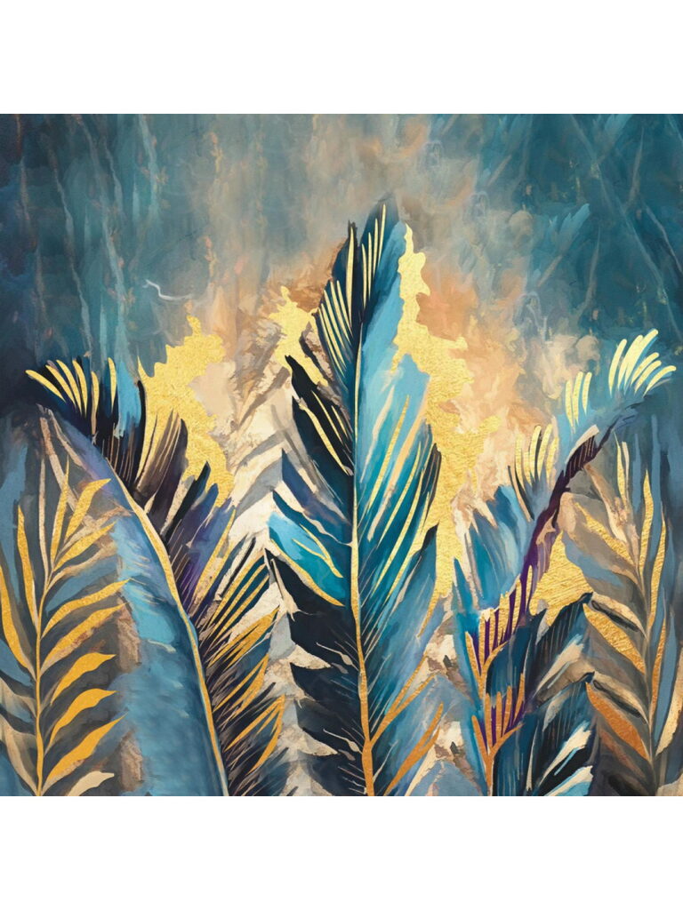 Картина по номерам на холсте с поталью 40*40см "Тропические листья" с поталью
