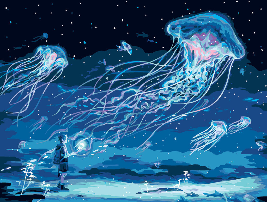 Картина по номерам на холсте со светодиодами 30*40см "Магия океана"