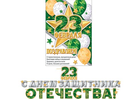 Гирлянда "23 февраля. С Днем защитника Отечества!"  5,3м