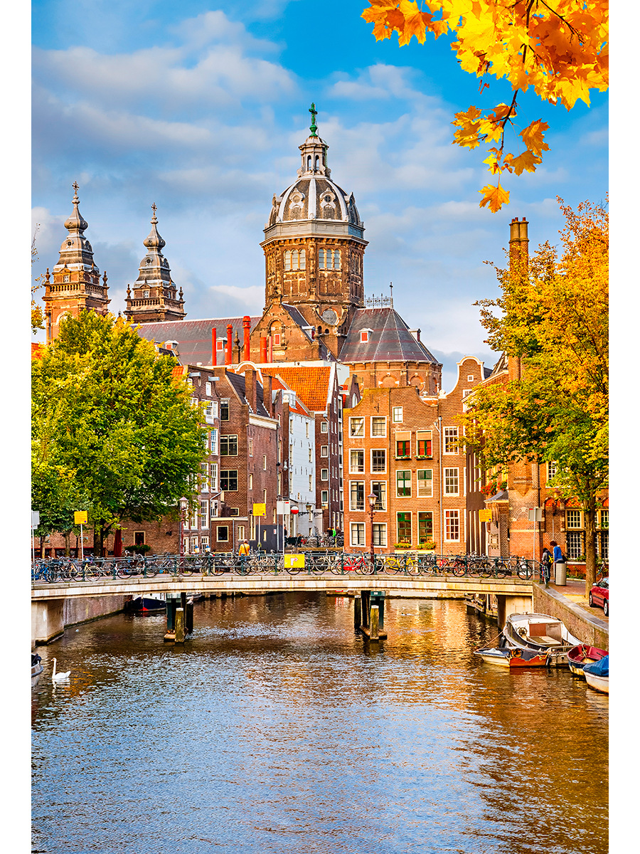 Мозаика алмазная по номерам на холсте 30*40см "Осенний Амстердам" с подрамником